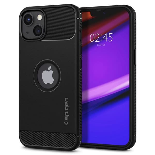 Coque til iPhone 13 - Spigen - Rugged Armor - Sort - Skridsikker - Fleksibel