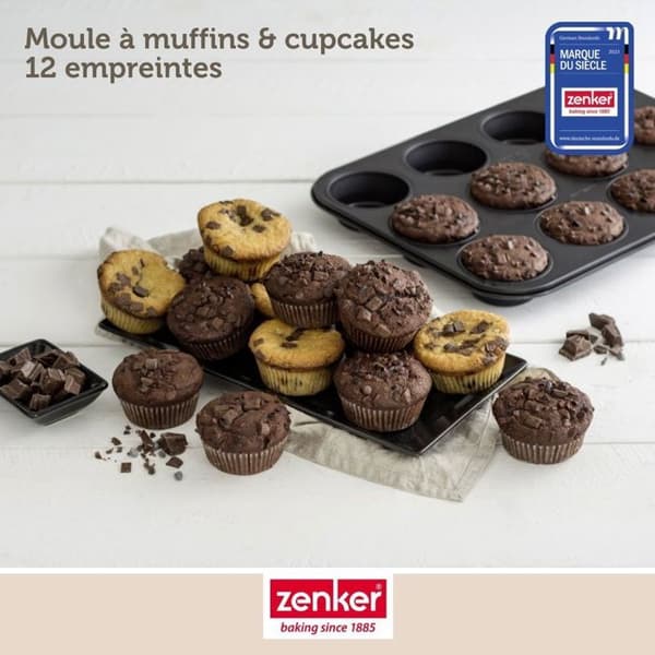 Muffinform - ZENKER - 12 forme - Rustfrit stål - Teflonbelægning - Sort