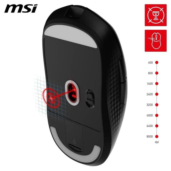 Trådløs gamer mus Bluetooth/2,4 GHz/USB - MSI VERSA 300 Wireless - Sort