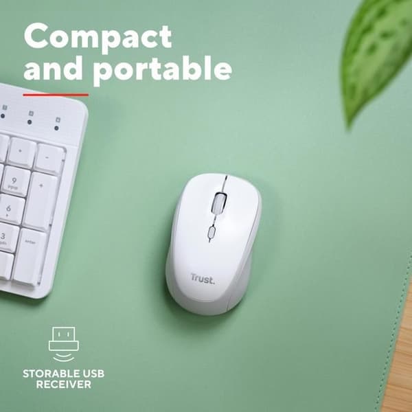 Trust Yvi Multi-Device Wireless-Bluetooth Silent Mouse, hvid