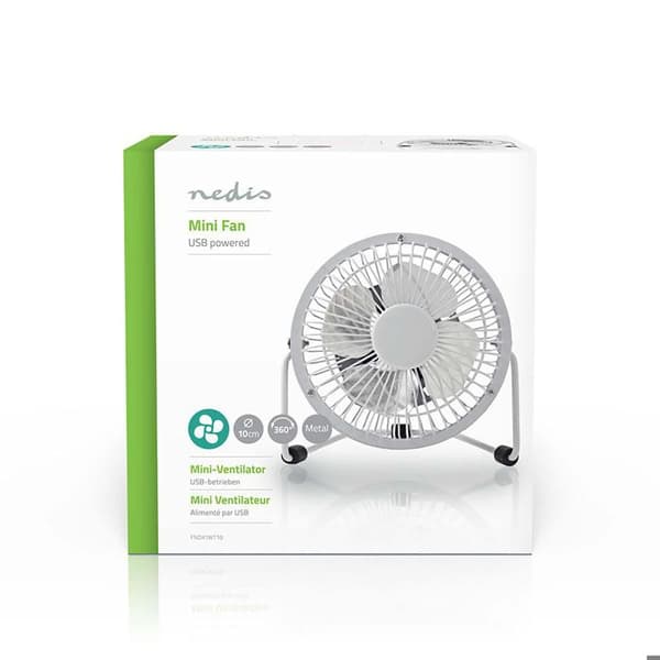Bärbar Fläkt - NEDIS - Mini Fläkt - 10 cm - USB-driven - Vit