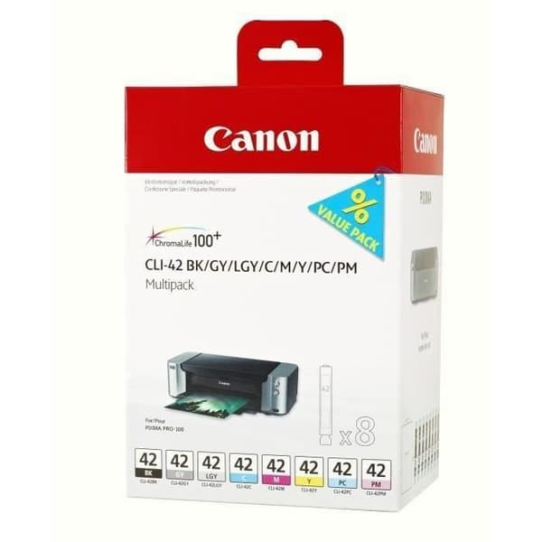 Cartouche med blæk CLI-42 8inks - CANON - Sort og farve - Standard kapacitet - multipack med 8 blæk.