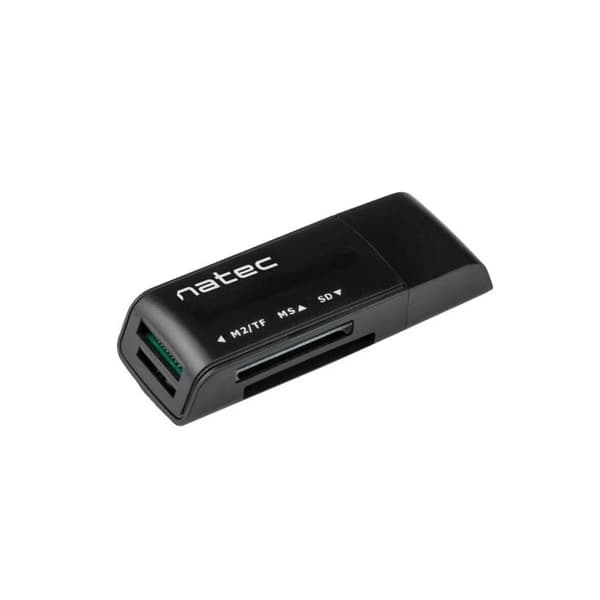 NATEC MINI ANT 3 kortlæser - SDHC, MMC, M2, micro SD - USB 2.0 sort NCZ-0560
