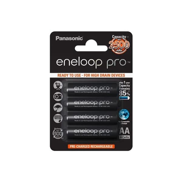 Batterier "NiMH Eneloop Pro" (AA) med 2500mAh - 4 stk.