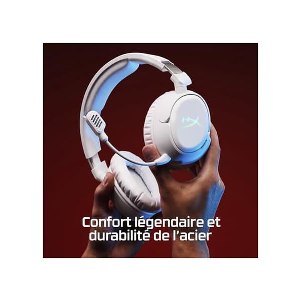 Trådlös gaming headset - HYPERX - Cloud Flight 2 - Vit - 100h batteritid - 2,4 GHz & Bluetooth 5.3