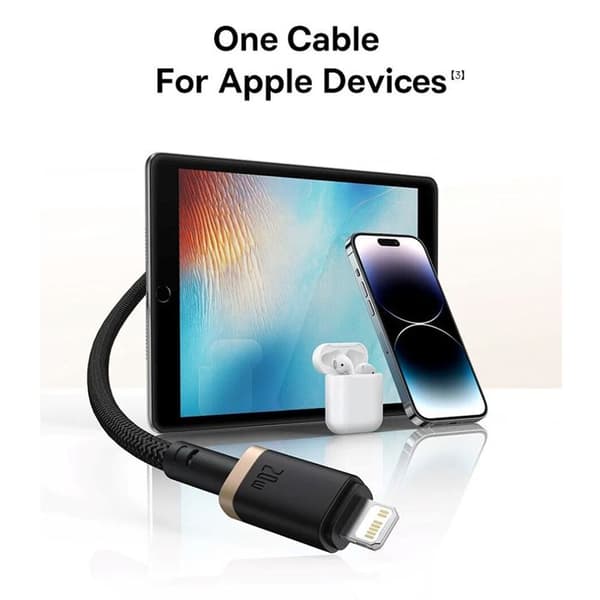 USB-C til Lightning datakabel - BASEUS - Dura - 20W - 1m - Sort/Guld
