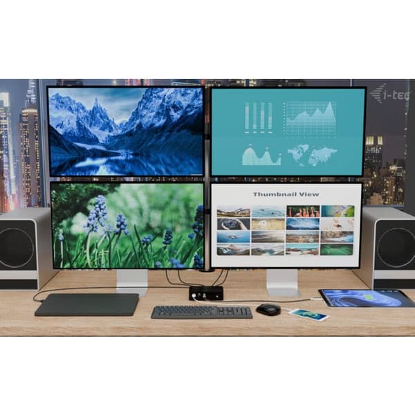 i-tec Docking Station Thunderbolt 5 Quattro Display 8K 140W Sort - 5 USB 2.5 GLAN