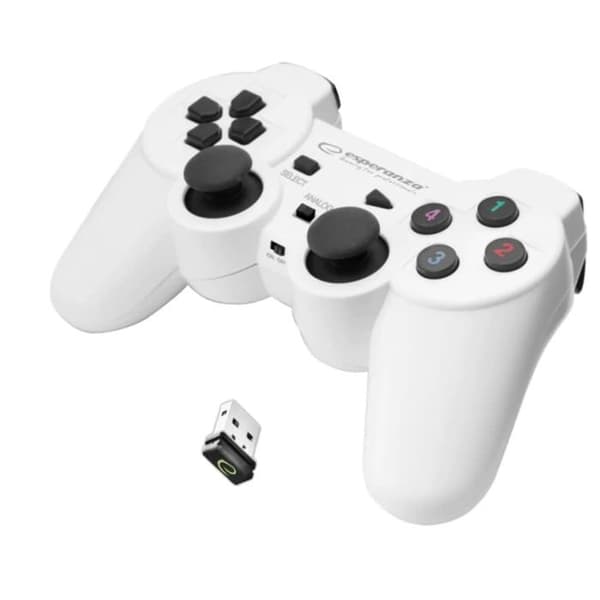 Trådløs spilcontroller - Esperanza - GX600 - Hvid - Vibration - Kompatibel med PC/PS3
