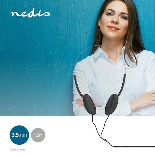 Over-ear hovedtelefoner - NEDIS - Sort - 1,10 m kabel - On-ear