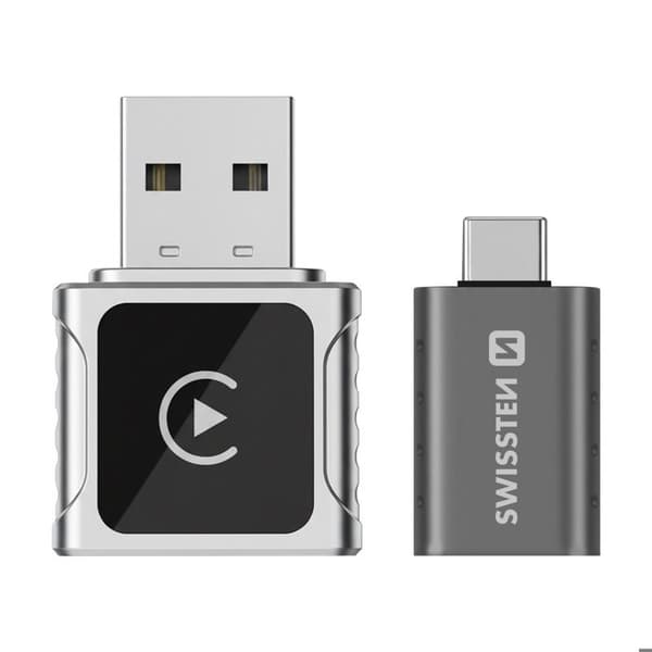Trådlös CarLINK-adapter för CarPlay och Android Auto / USB-C-adapter Swissten Grå