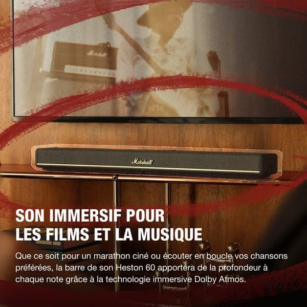 Soundbar - MARSHALL - HESTON 60 - Dolby Atmos 5.1 - Wi-Fi - Bluetooth - Sort