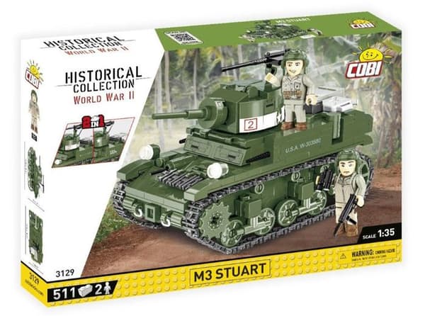 Byggset - COBI - M3 Stuart - 511 element - 2 figurer - Grön