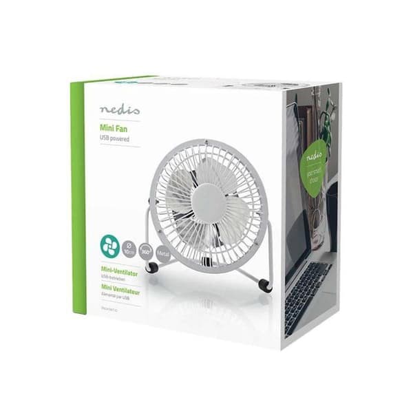 Bärbar Fläkt - NEDIS - Mini Fläkt - 10 cm - USB-driven - Vit