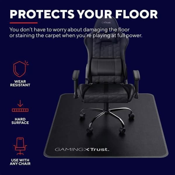 Trust Gaming Stoleunderlag til Kontorstole, Holdbart Materiale, 99 × 120 cm, til Gaming og Arbejde - Sort