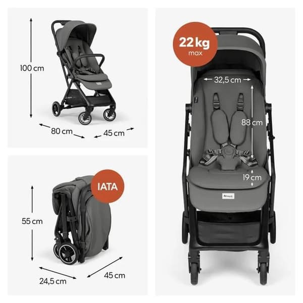 HAUCK - Kompakt Barnvagn Fly N Care Stone