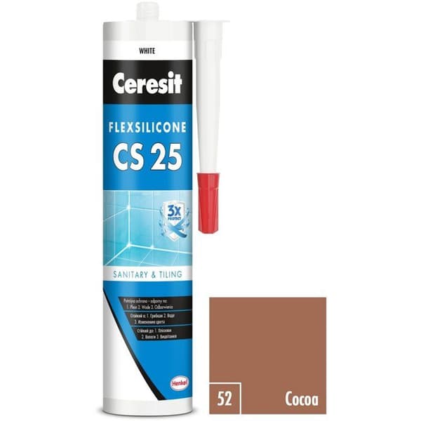 Ceresit Sanitets-silikone CS 25 kakao, 280 ml