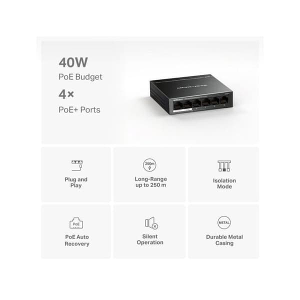 Switch Ethernet - MERCUSYS - MS106LP - 6 porte - Power over Ethernet (PoE) - Administreret