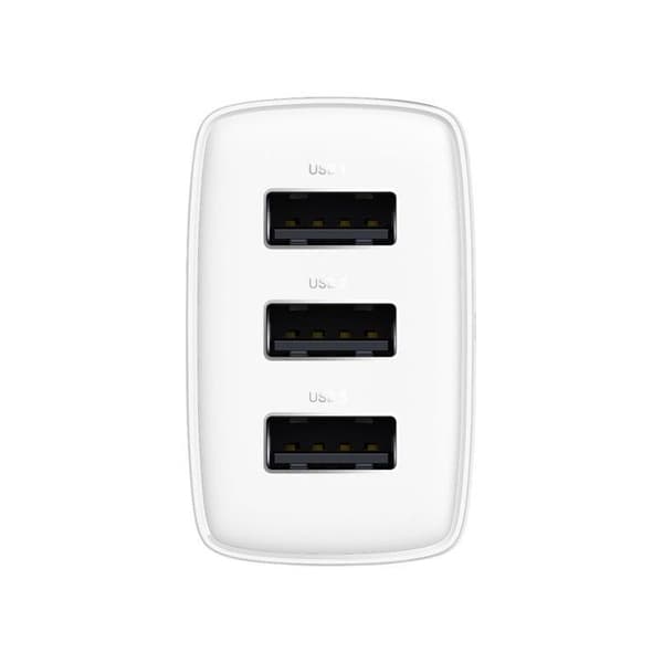 Strømadapter 3x USB-A porte 17 W Baseus Compact - hvid - TU