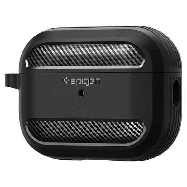 Etui til AirPods Pro - Spigen - Rugged Armor - Sort - Stødresistent - Termoplastisk