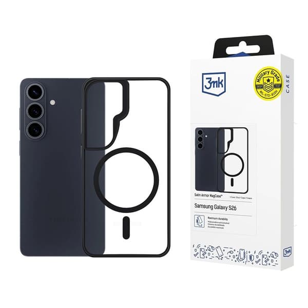 3mk Satin Armor MagCase til Samsung Galaxy S26 - Sort