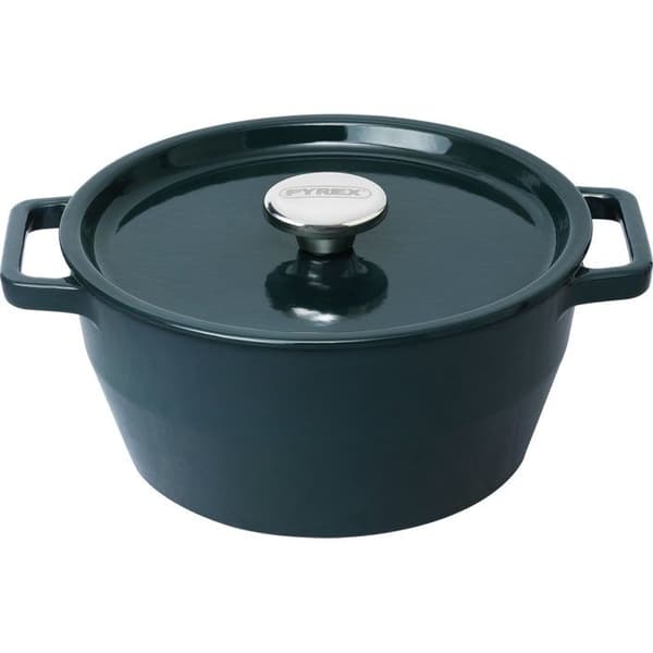 Rund gryta - PYREX - Långsam matlagning - 24 cm - Gjutjärn - Djupblå