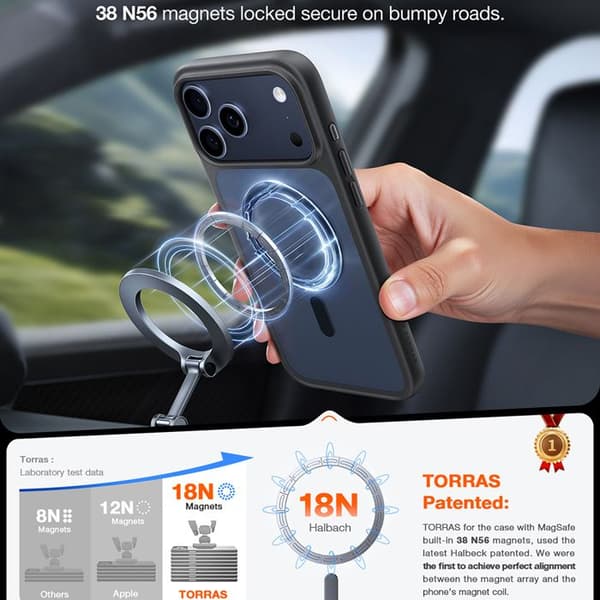 Coque Torras Guardian Magnetic Series til iPhone 17 Pro Max - Sort