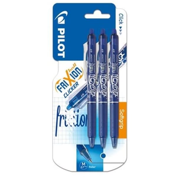 PILOT - Sletbare rollerpenne - Frixion Ball Clicker X3 - Mellem spids - Blå blæk