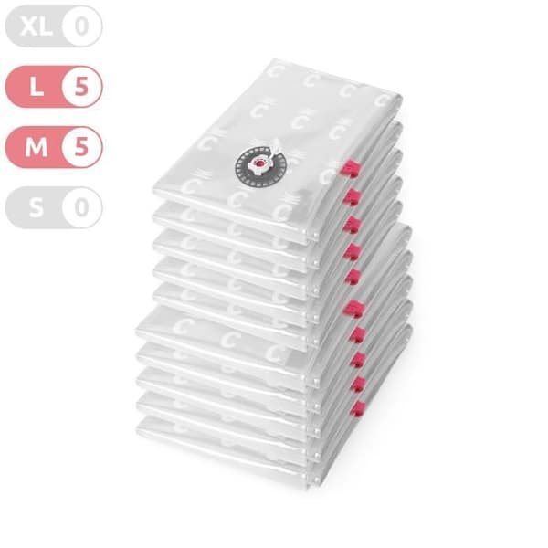 Kompressionspåsar - COMPACTOR - 10-pack - Nylon och Polyeten - 80x100 cm - 55x90 cm
