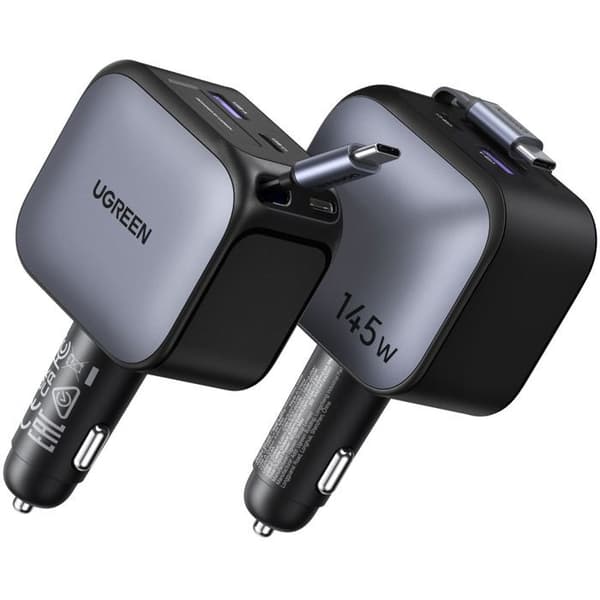 Biloplader - UGREEN - 145W - Med tilbagehæbbart kabel