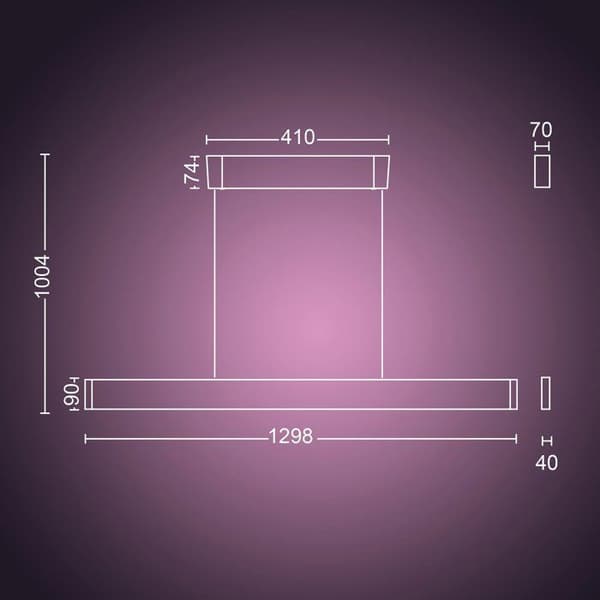 Suspension LED - metal - lineær - moderne - sort - spisestue