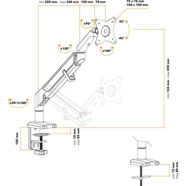 AlzaErgo Arm S210S Space Saver silver