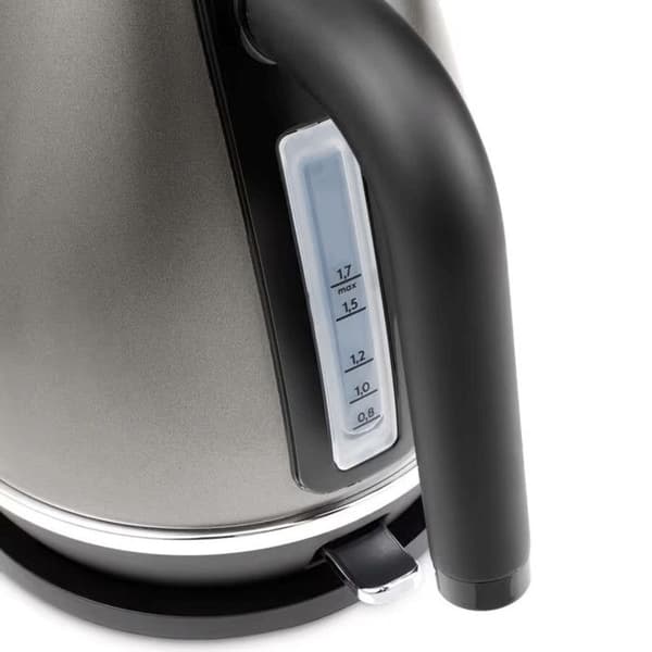 Kedel - De'Longhi Distinta Titanium - 1,7 L - 2000 W - Rustfrit stål - Sort og grå