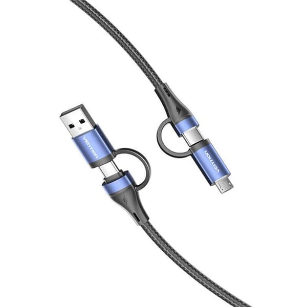 USB 2.0 Kabel - VENTION - CTLLH - 4 i 1 (USB-A/USB-C/Lightning/Micro-USB) - 1 m - Sort