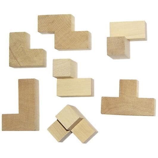 Detoa brainteaser terning 6 cm beige træ 7 stk
