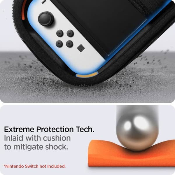 Coque - SPIGEN - AFA04021 - Kompatibel med Nintendo Switch OLED - Sort - Forstærket beskyttelse
