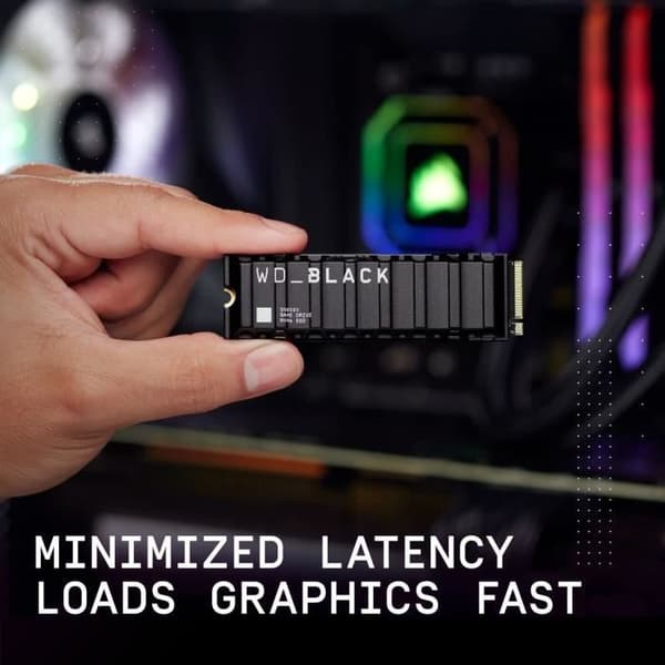 WESTERN DIGITAL SN850X harddisk - NVME SSD - 1TB intern - M2 format med radiator - Sort