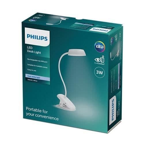 Læselampe - Philips - Hvid - LED - Moderne design - Klemmefeste