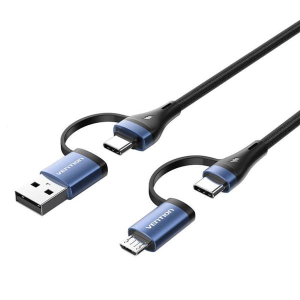 USB 2.0 Kabel - VENTION - CTLLH - 4 i 1 (USB-A/USB-C/Lightning/Micro-USB) - 1 m - Sort