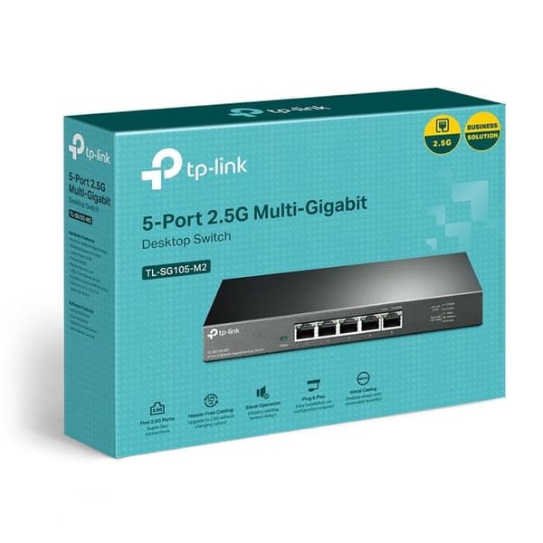 Switch - TP-LINK - TL-SG105-M2 - 5 porte - 2.5 Gigabit - Stille uden ventilator