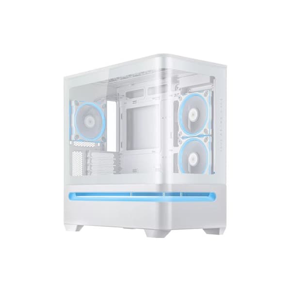 PC-chassi - ASUS - Prime AP202 TG ARGB - Vit - Micro-ATX - 3 förinstallerade ARGB-fläktar