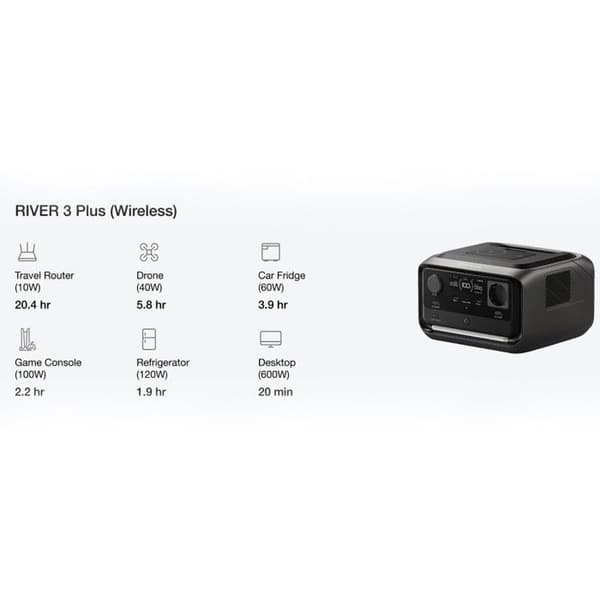 Bærbar Energi Station EcoFlow River 3 Plus Wireless