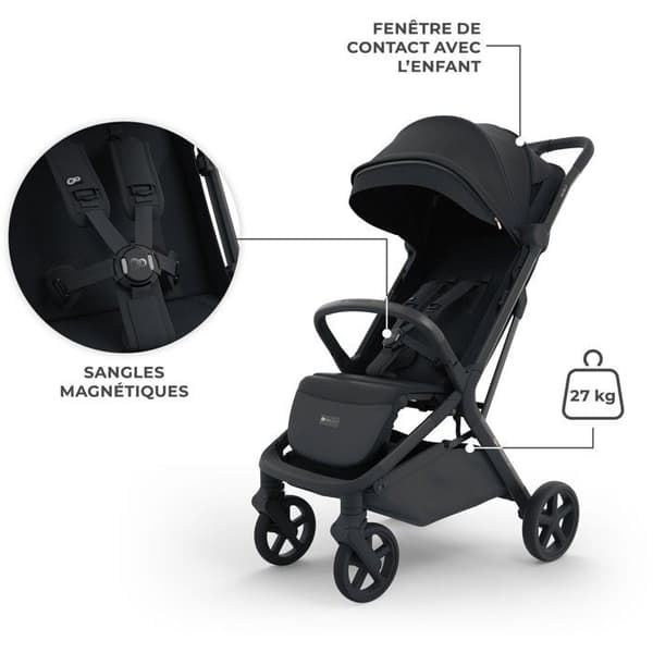 Kompakt barnevogn - KINDERKRAFT - NUBI 3 - automatisk sammenfoldning - sort