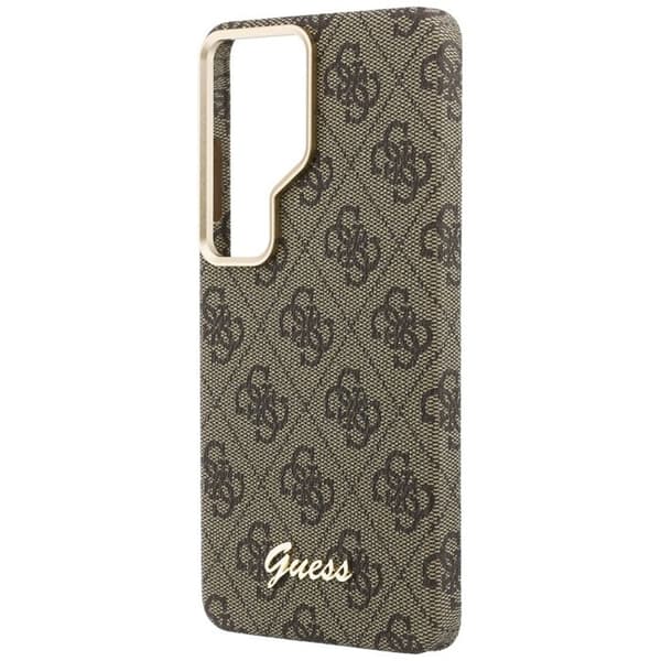 Coque Guess 4G Script MagSafe för Samsung Galaxy S26 - Brun
