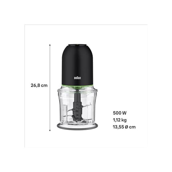 Multifunktionshackare - BRAUN - Multi. Praktisk 3 - 4 rostfria blad - 500 W - Diskmaskinsäkra delar