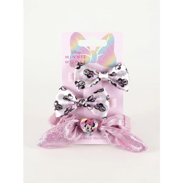 Set med 3 hårklämmor med Minnie Mouse-knutar