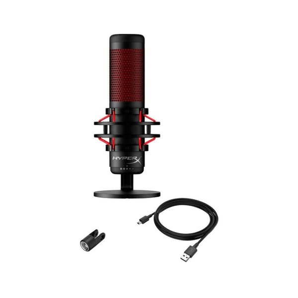 Mikrofon - HYPERX - QuadCast Sort - Stereo - Circum-aural - Kablet - Aktiv støjreduktion