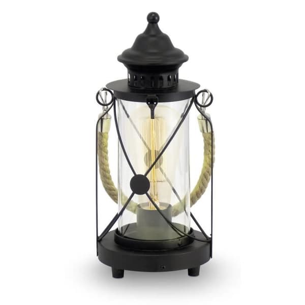 BRADFORD - Bordlampe Sort/Klar Glas H33cm