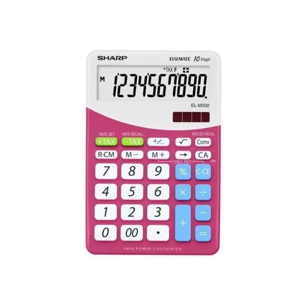 Desktop-kalkylator - Sharp - EL-M332BPK - 10 siffror + 1 exponenter - Solpanel - Rosa
