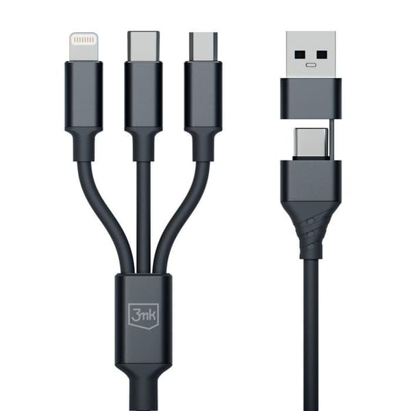 Accessoarer - Hyper 3mk 3 i 1 A/C till C/Micro/Lightning 1,5 m Svart