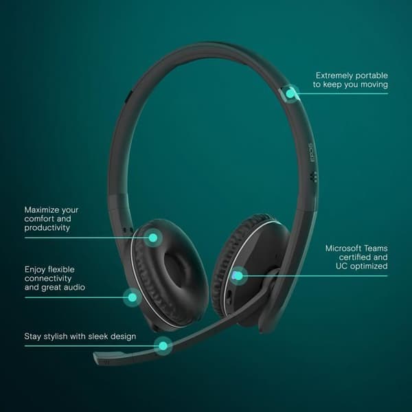Hovedtelefon - SENNHEISER - ADAPT 260 - Intra-aural - Bluetooth - USB - Sort